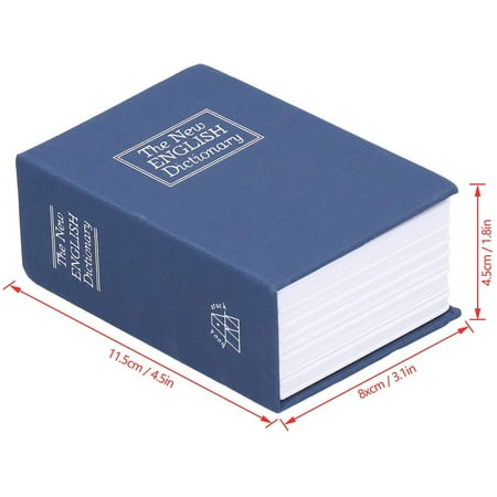 Blue Dictionnaire Livre Coffre-fort clé de sécurité serrure argent Caisse Bijoux Argent Boîte